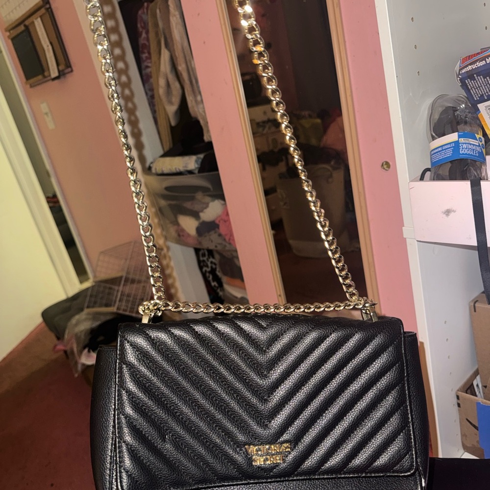 Victoria's Secret Black Quilted Shoulder Bag